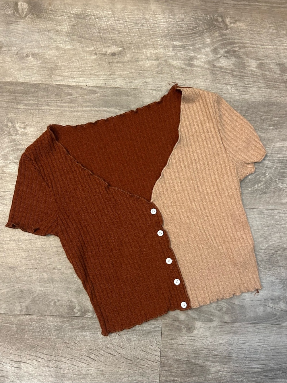Two-Tone Ribbed Crop Top | SHEIN